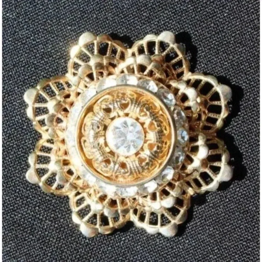 Vintage Flower Star Costume Brooch Pin Jewelry